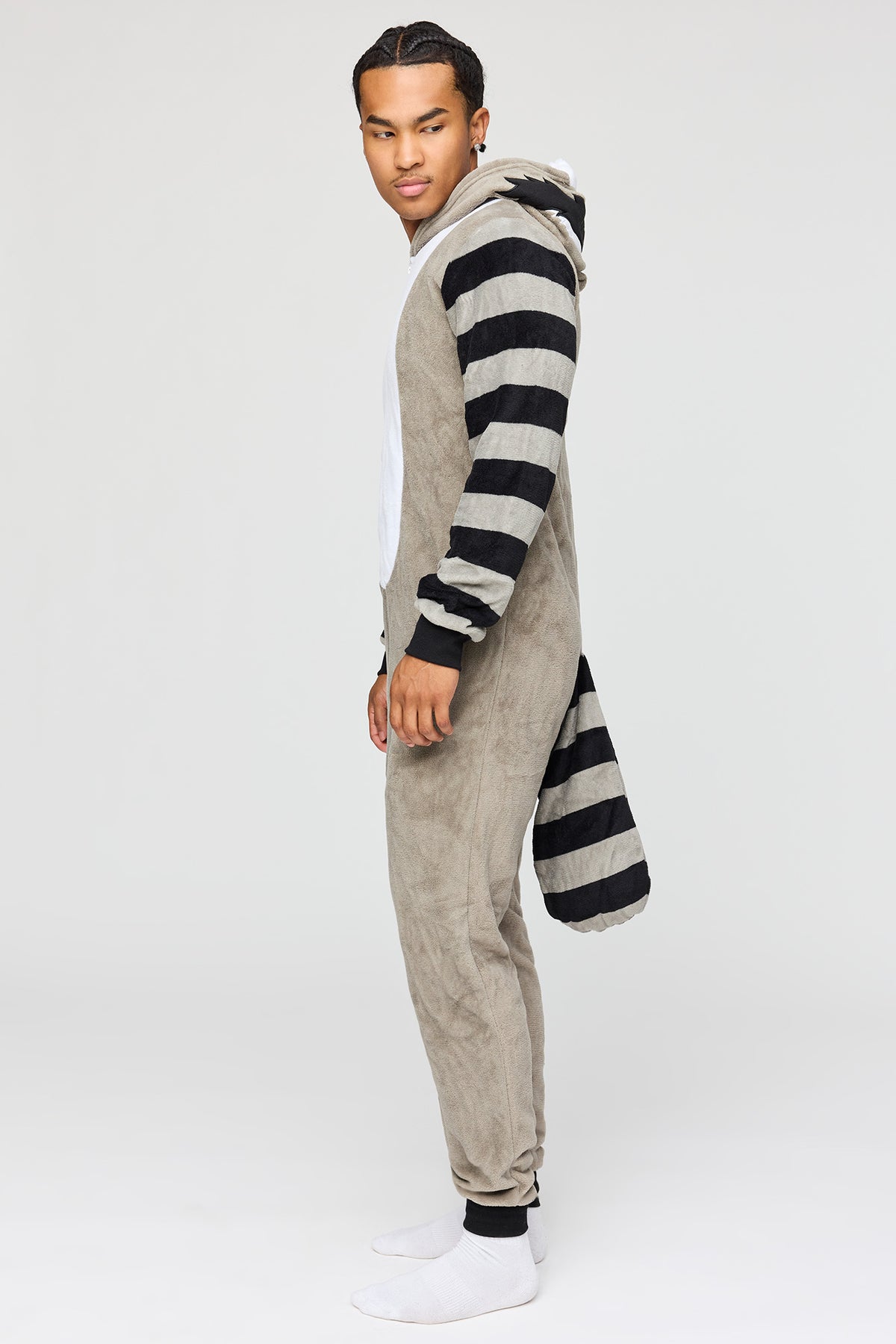 Alt View 2. 3D Raccoon Plush Onesie - Light Grey