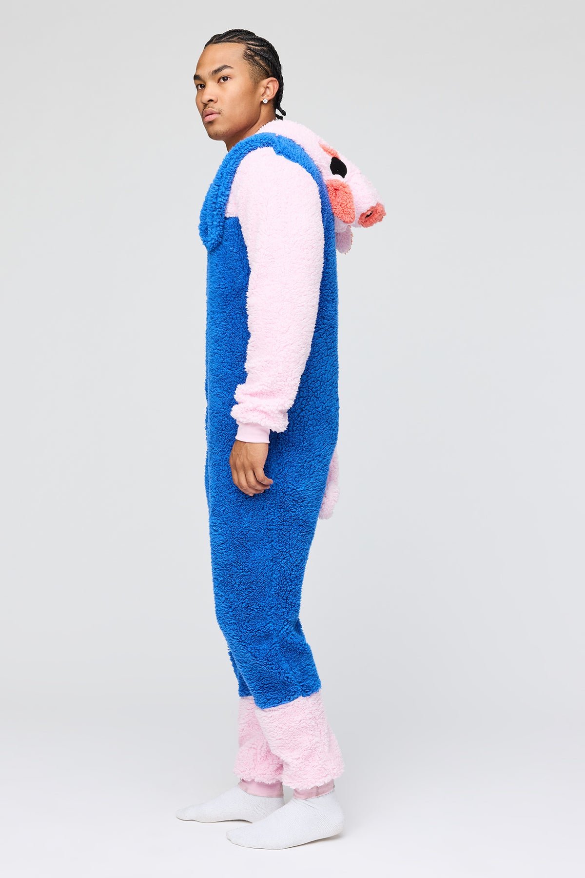 Alt View 2. Sherpa Pig 3D Onesie - Pink