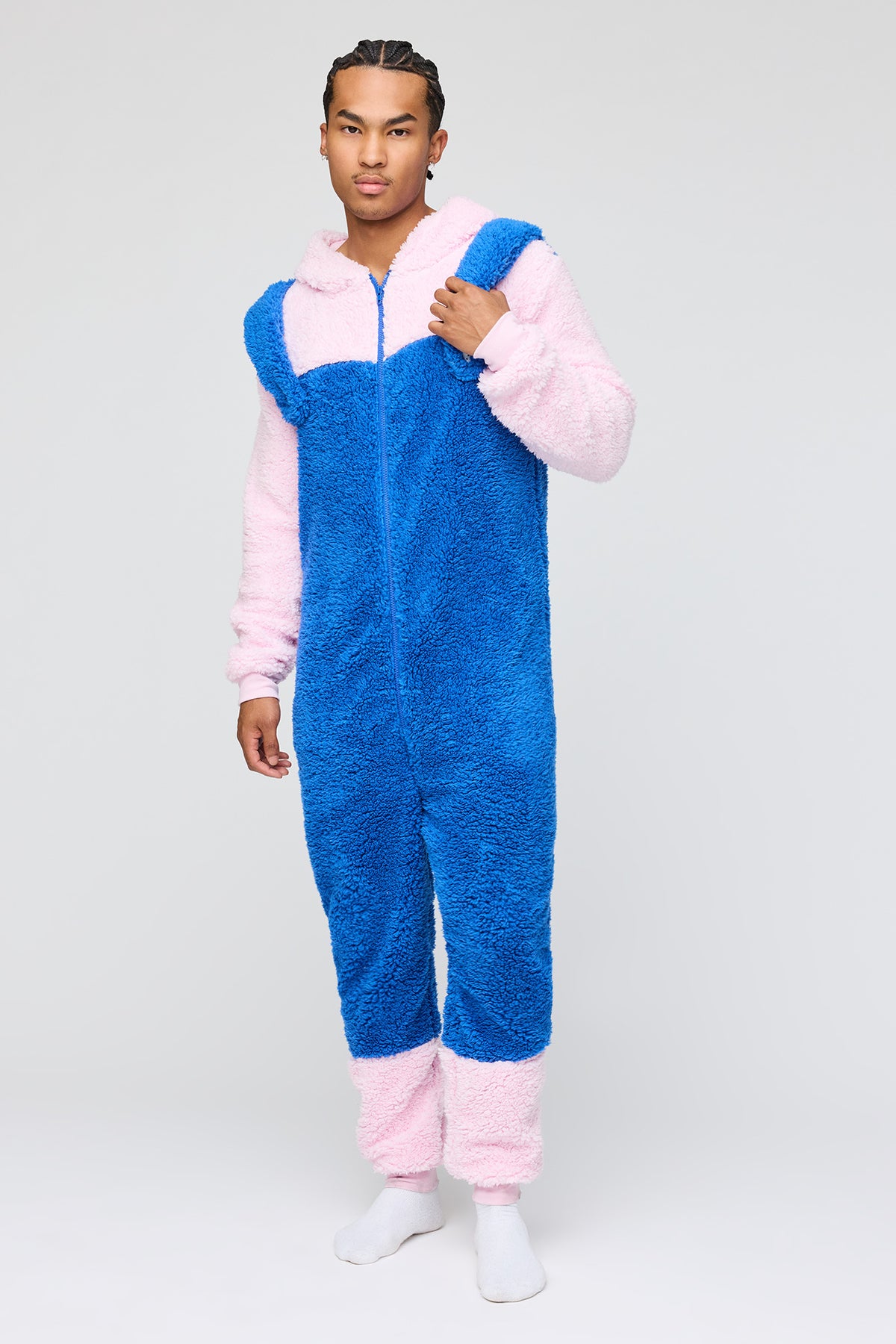 Alt View 3. Sherpa Pig 3D Onesie - Pink