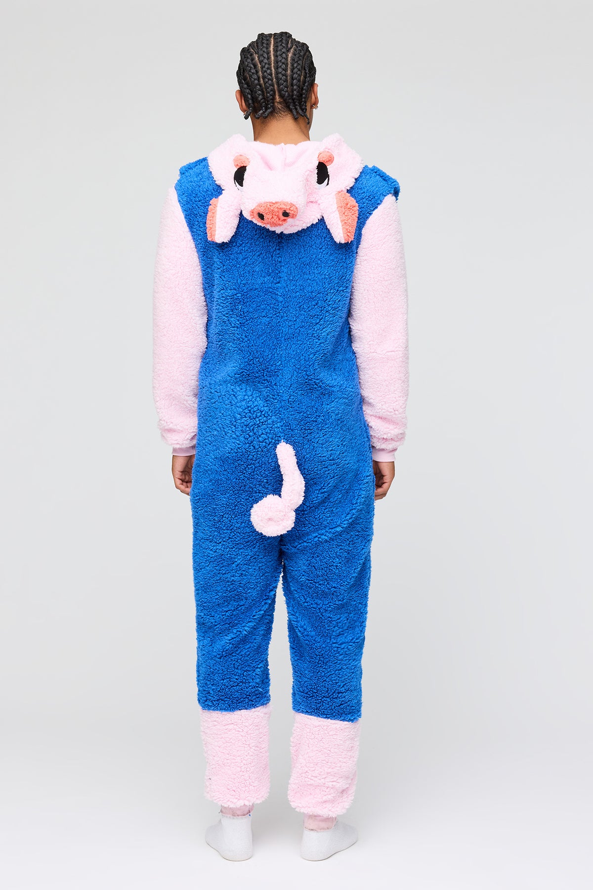 Alt View 4. Sherpa Pig 3D Onesie - Pink