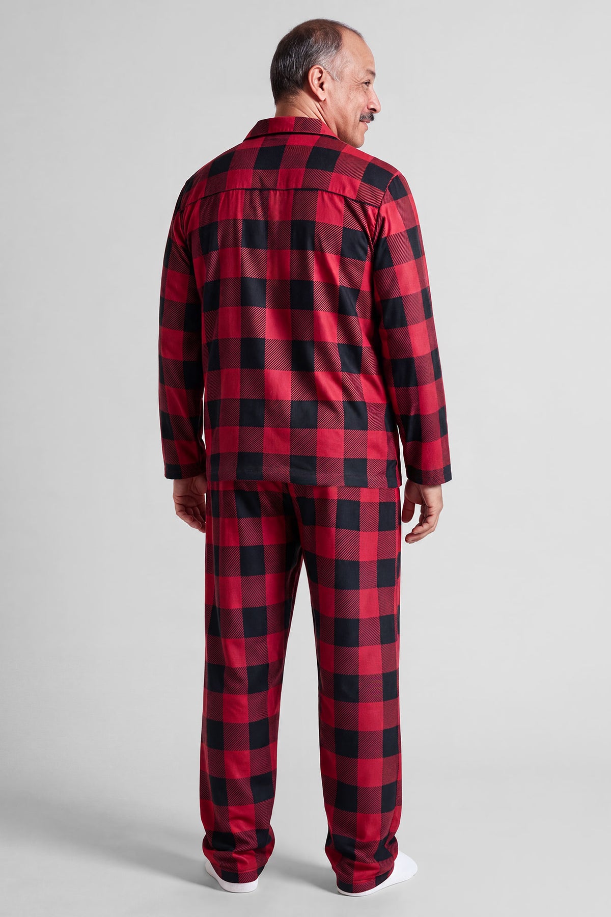 Alt View 2. Mens Red Plaid Flannel Fammy Jammies Set - Red