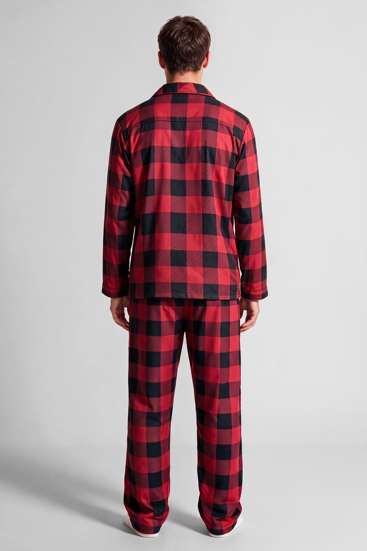 Alt View 6. Mens Red Plaid Flannel Fammy Jammies Set - Red