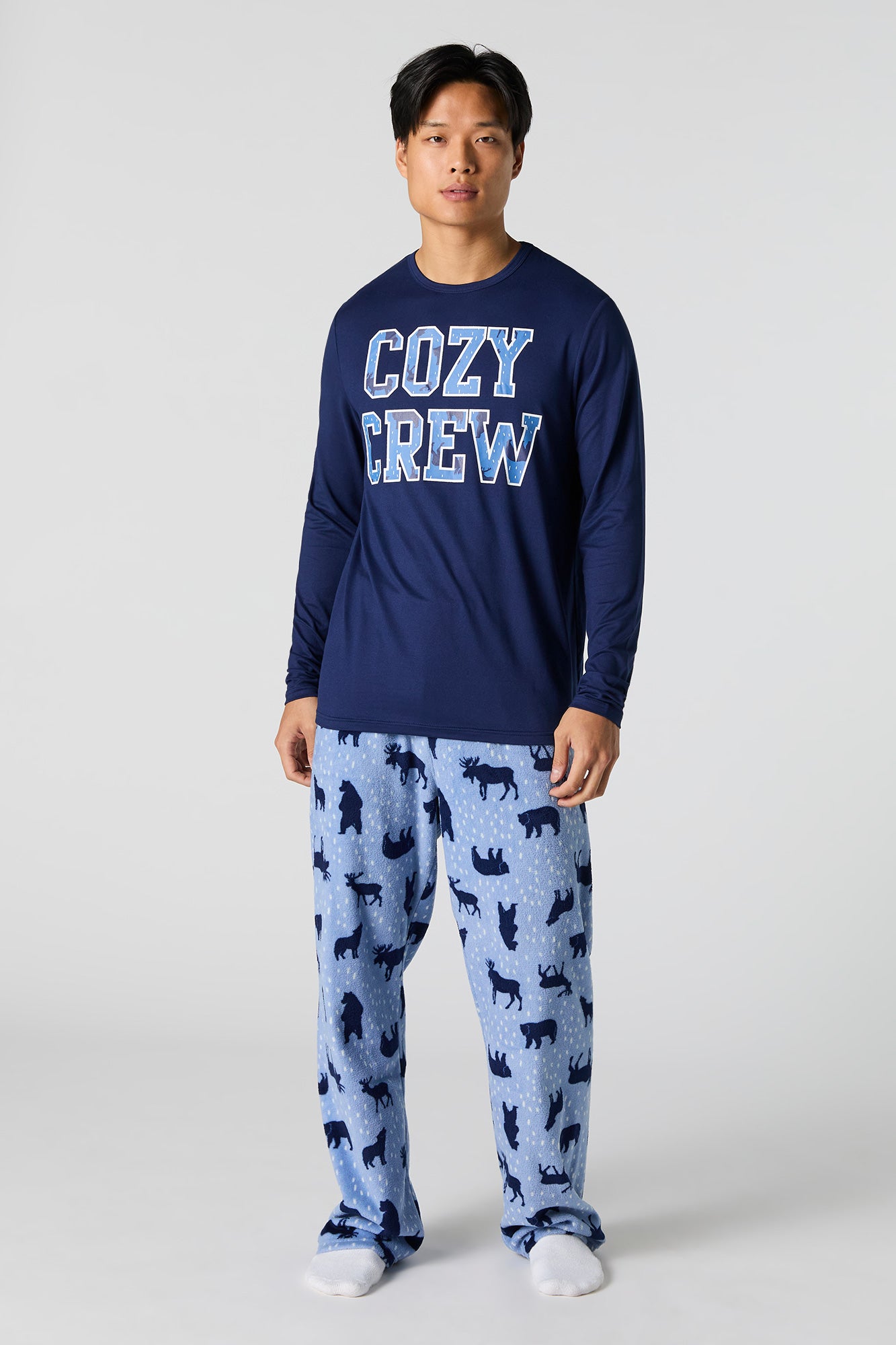 Pyjama deux-pièces de famille à imprimé Cozy Crew pour homme