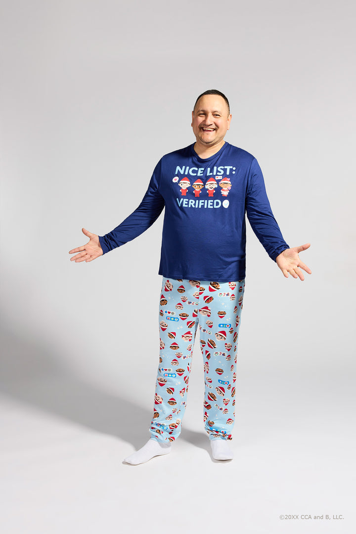 Mens Fammy Jammies Texting Crew Elf on the Shelf Pajama Set