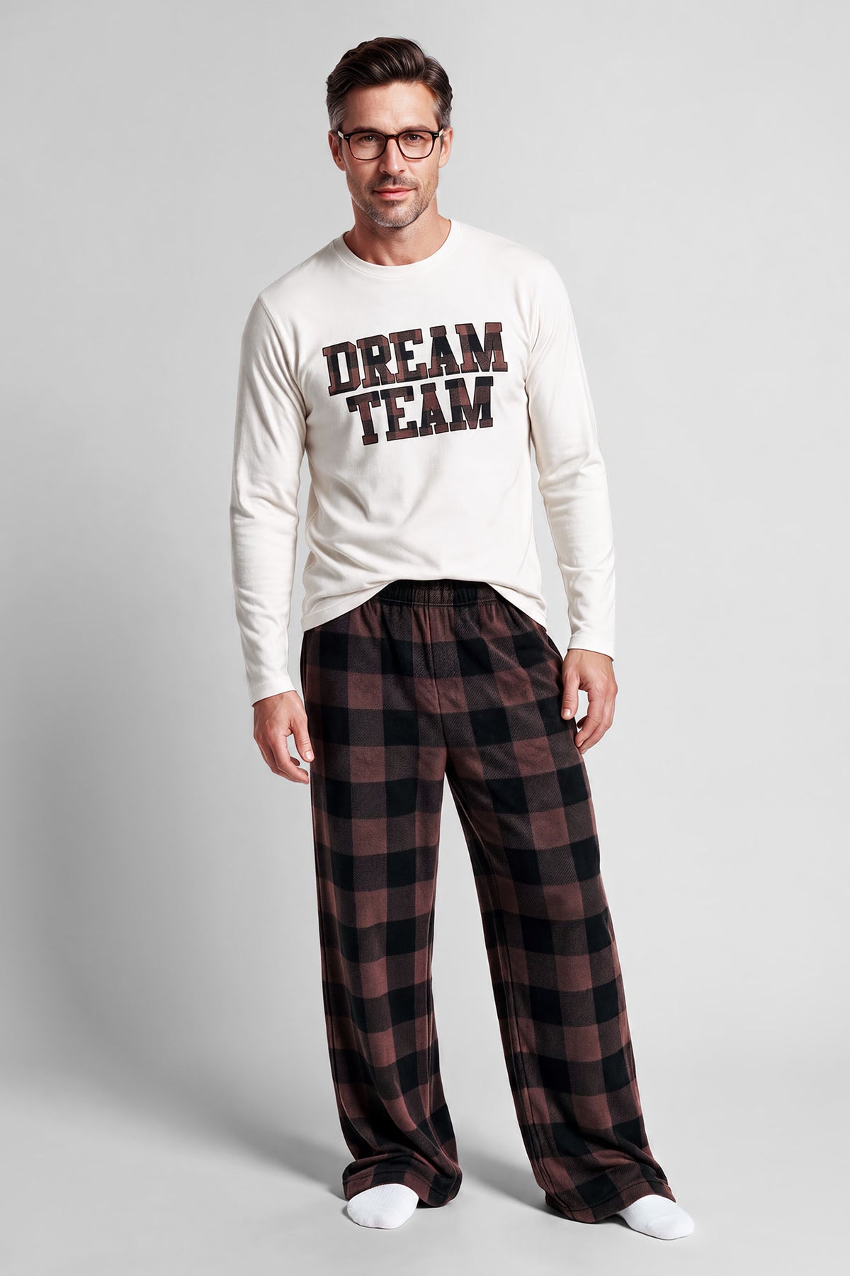 Mens Dream Team Fammy Jammies Set - Brown
