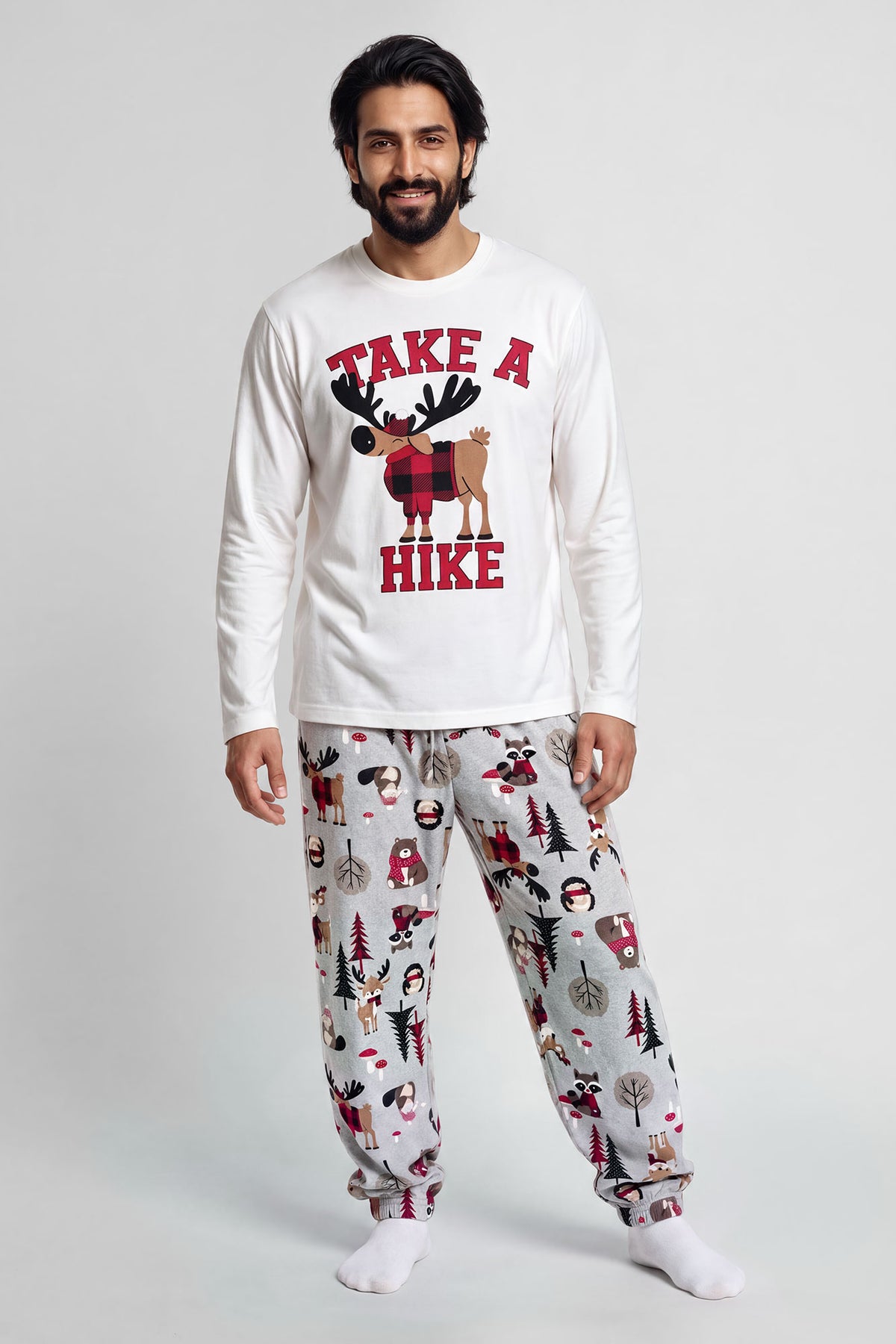 Mens Cabin Fever Fammy Jammies Set - Heather Grey