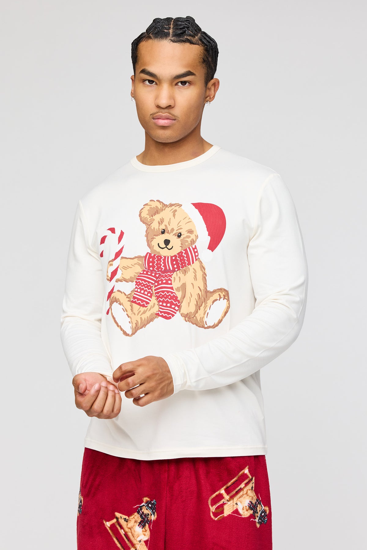 Alt View 2. Mens Beary Christmas Fammy Jammies Set - Red