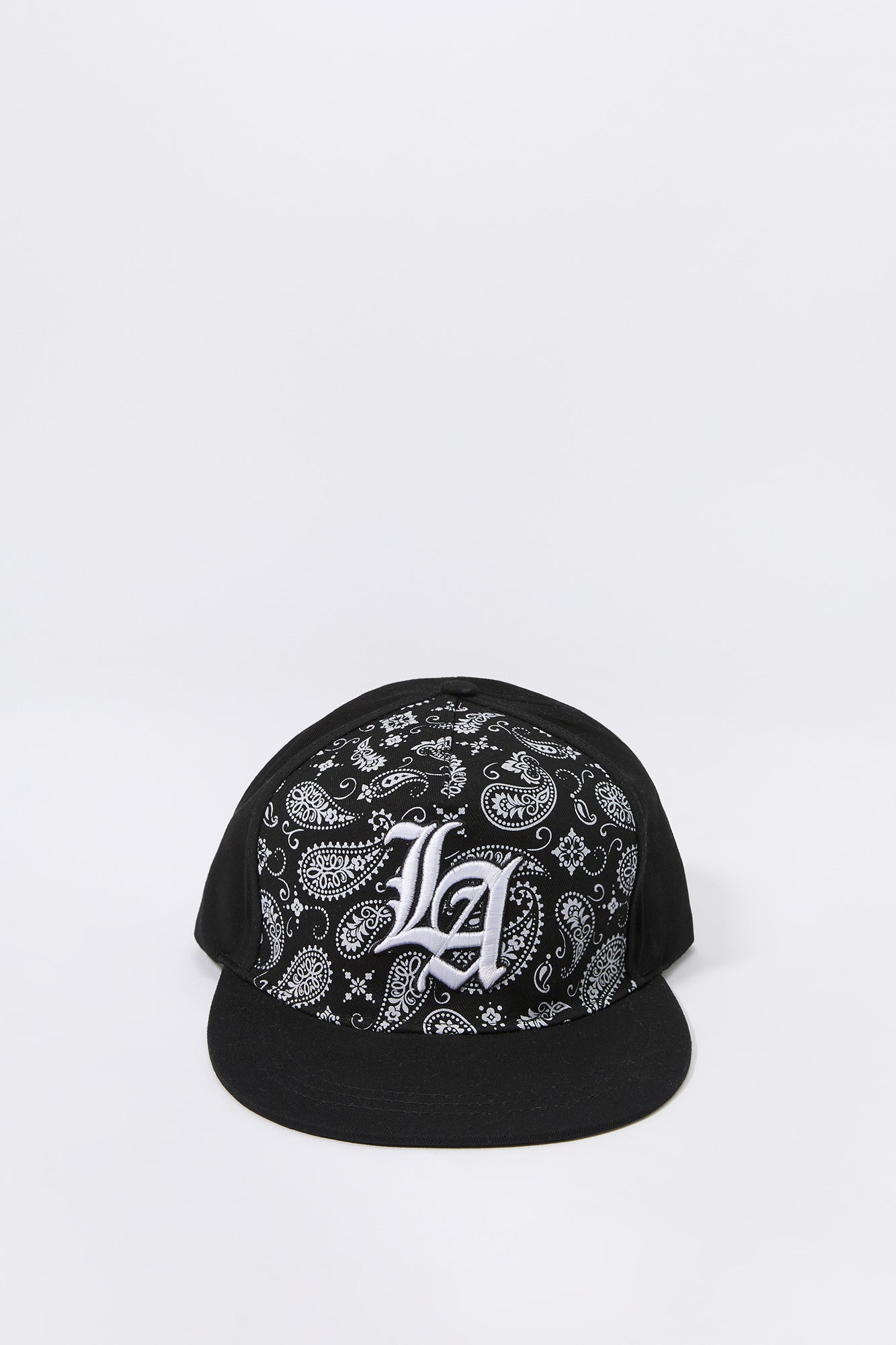 LA Embroidered Bandana Print Snapback Hat