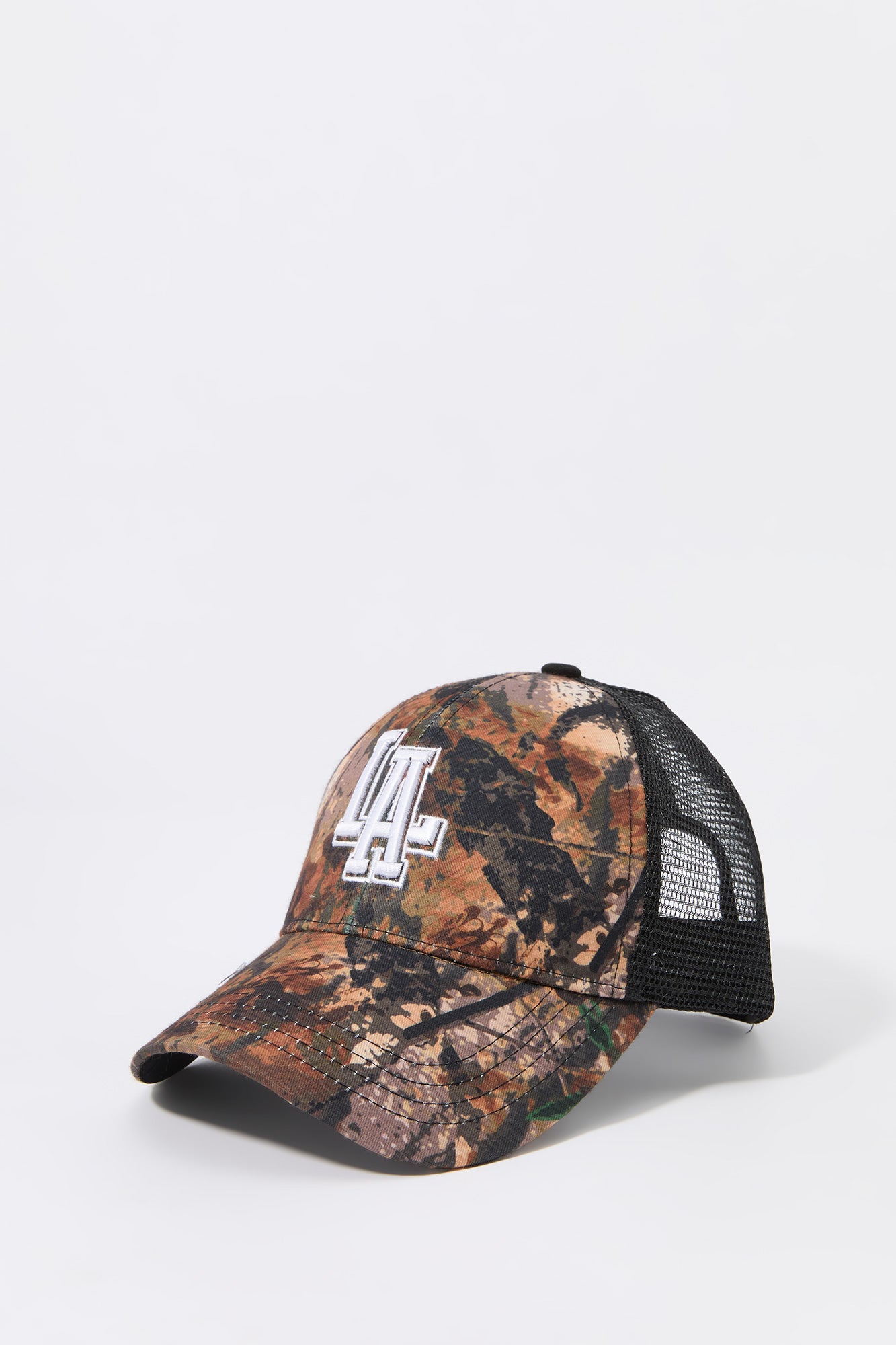 Casquette de camionneur avec motif brodé LA et imprimé camouflage