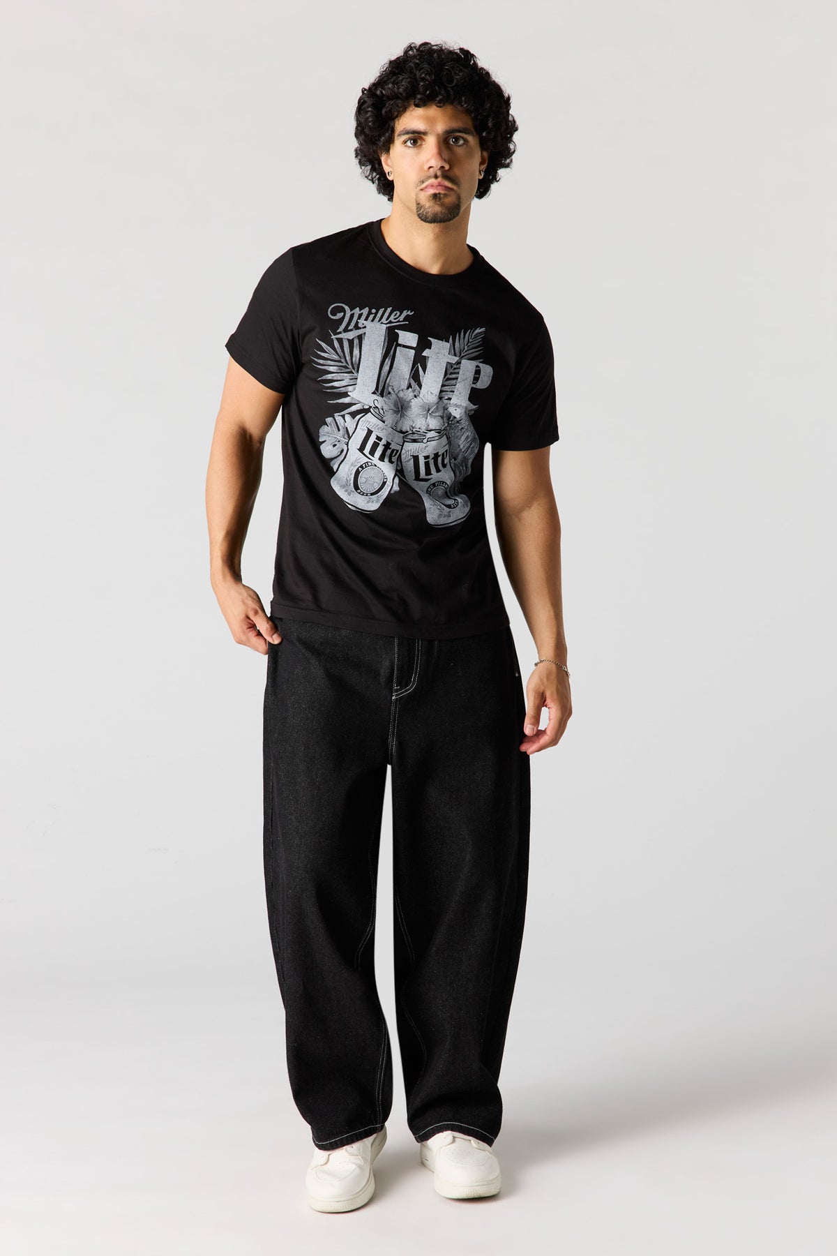 Alt View 3. Miller Lite Graphic T-Shirt - Black