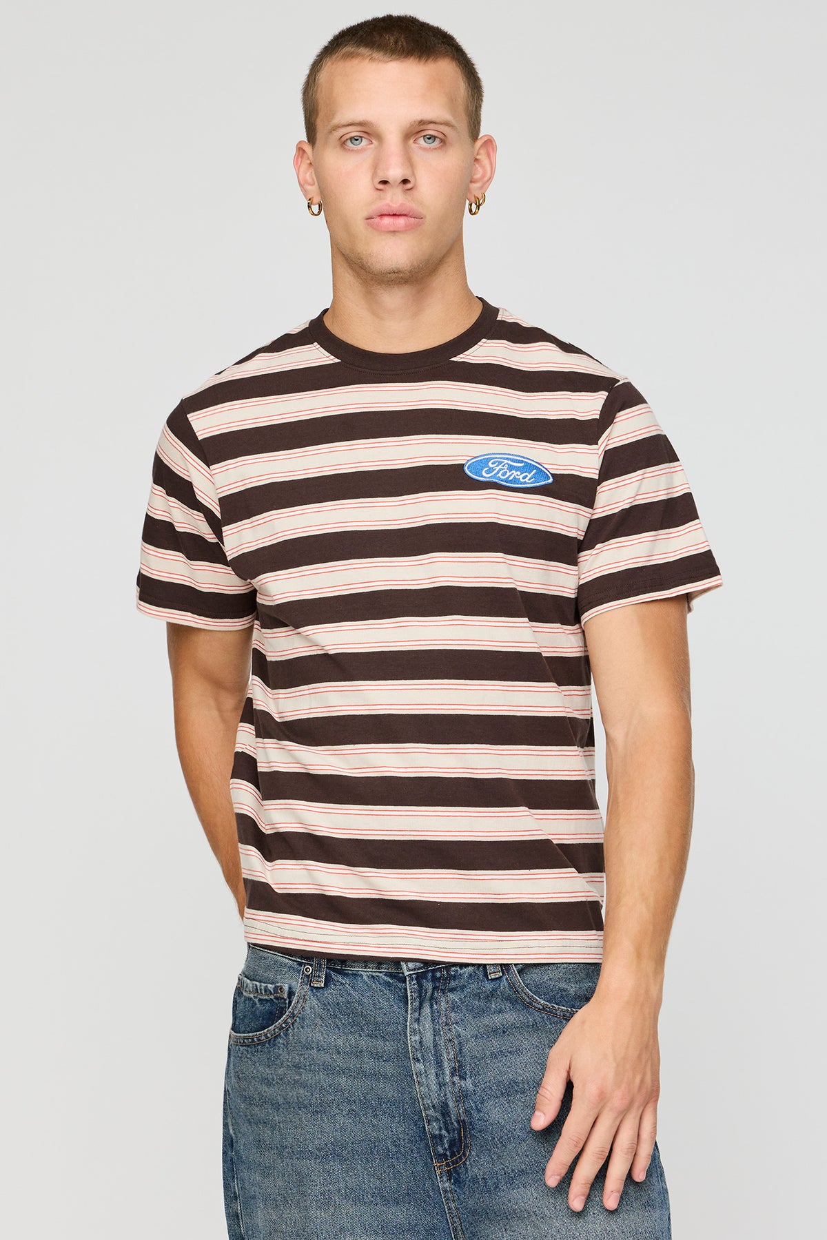 Ford Striped T-Shirt - Brown
