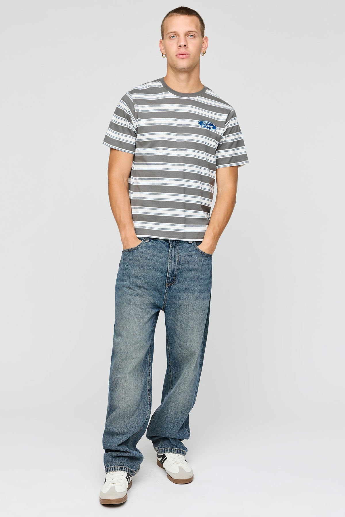 Alt View 3. Ford Striped T-Shirt - Navy