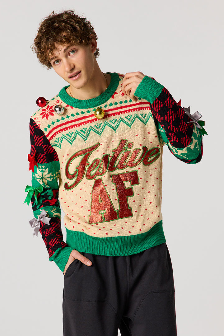 3D Bells & Bows Christmas Sweater