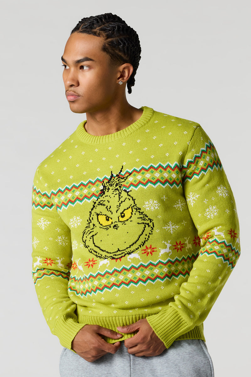 Chandail de Noël en tricot jacquard à imprimé The Grinch