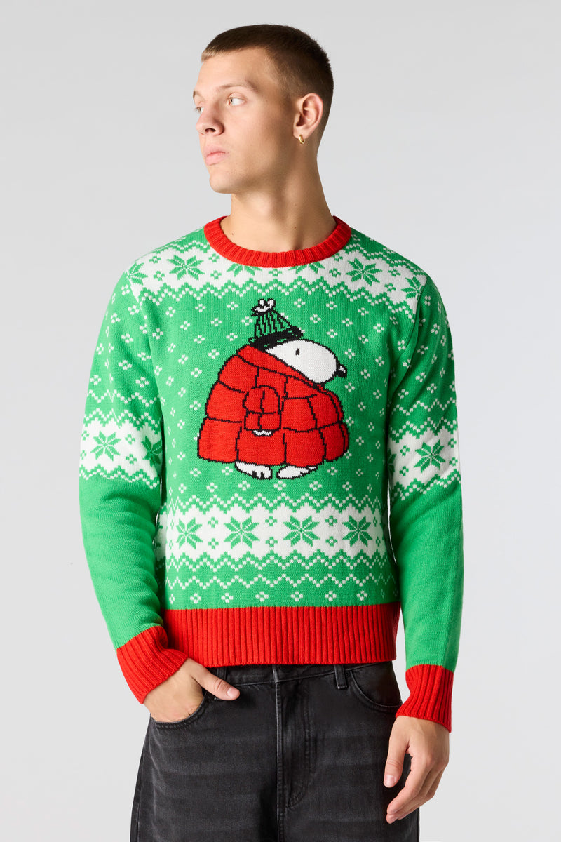 Chandail de Noël en tricot de jacquard à imprimé Snoopy