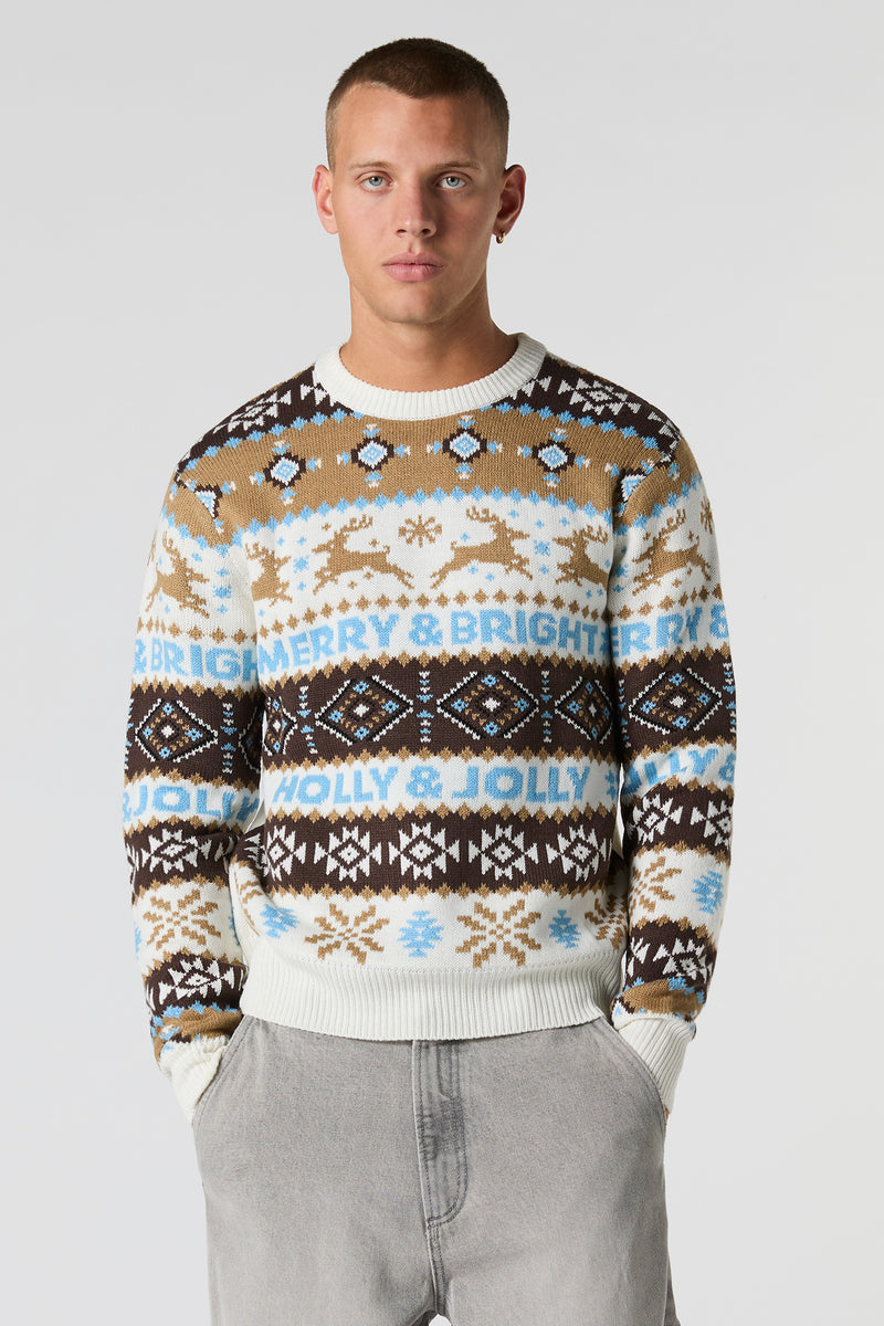 Chandail de Noël à imprimé Renne en jersey jacquard