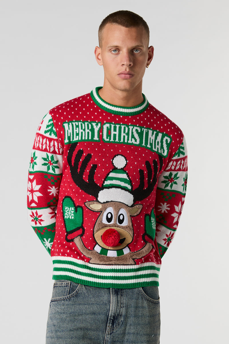 Furry Reindeer Christmas Sweater