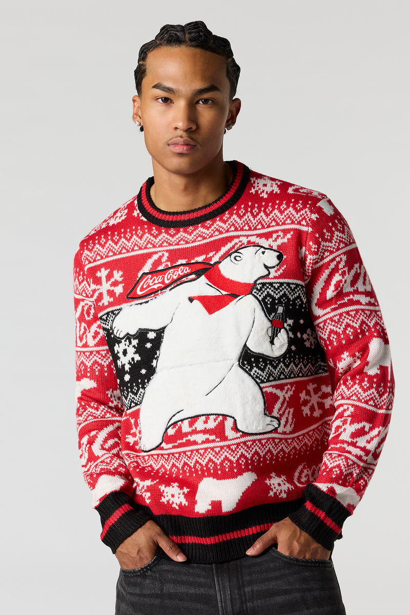 Chandail de Noël avec motif brodé Coca Cola en chenille