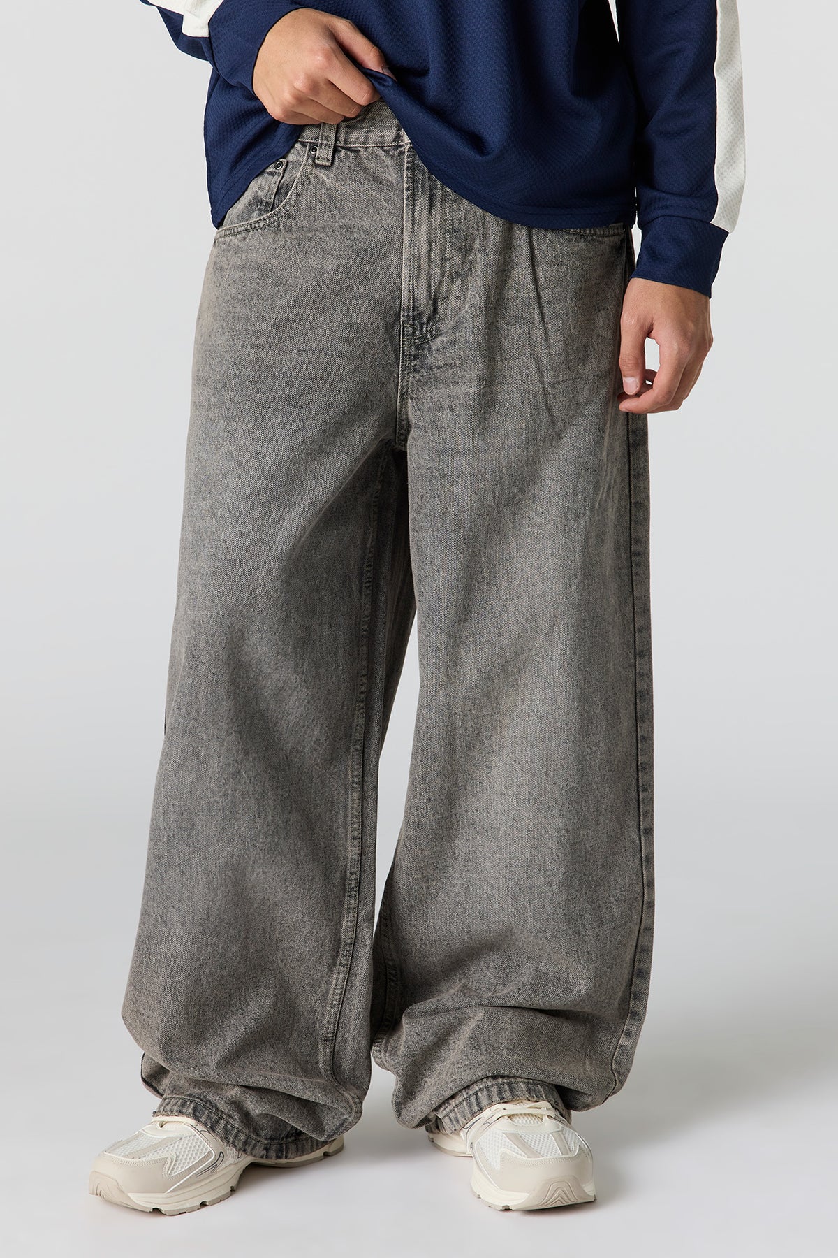 Wide Leg Grey Jean - Charcoal