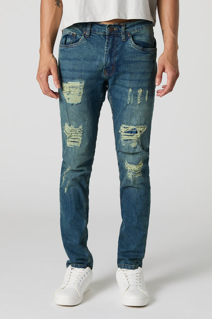 Medium Vintage Wash Distressed Skinny Jean