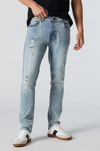 Vintage Wash Distressed Slim Jean