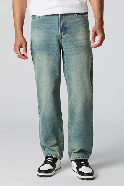 Vintage Wash Baggy Rigid Denim Jean