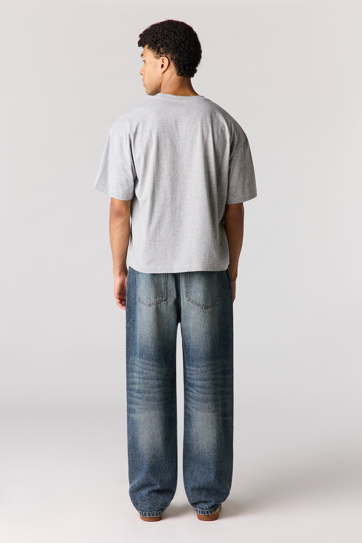 Alt View 3. Baggy Washed Dark Jean - Midnight Blue