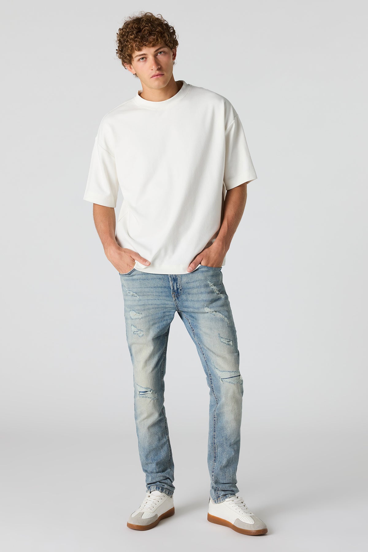 Alt View 2. Stretch Ripped Slim Jean - Yellow