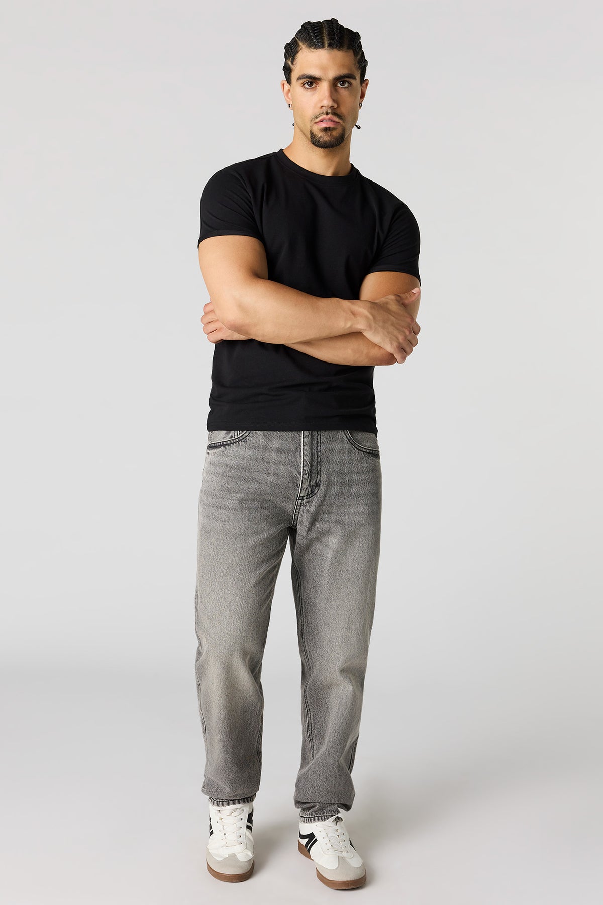 Alt View 2. Straight Grey Jean - Charcoal