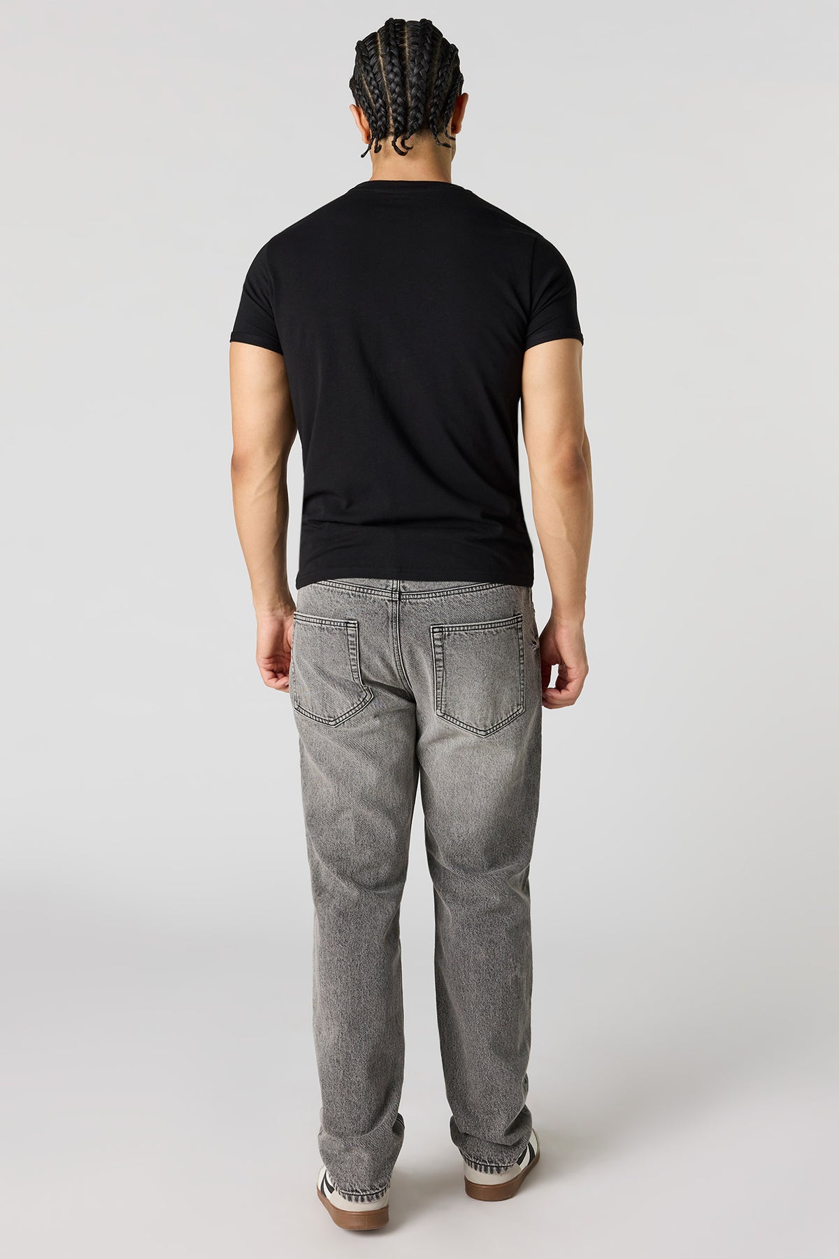 Alt View 3. Straight Grey Jean - Charcoal