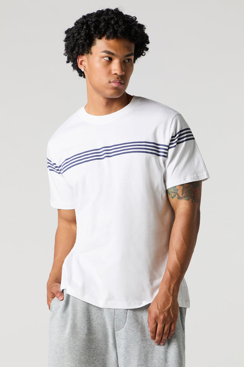 T-shirt partiellement rayé