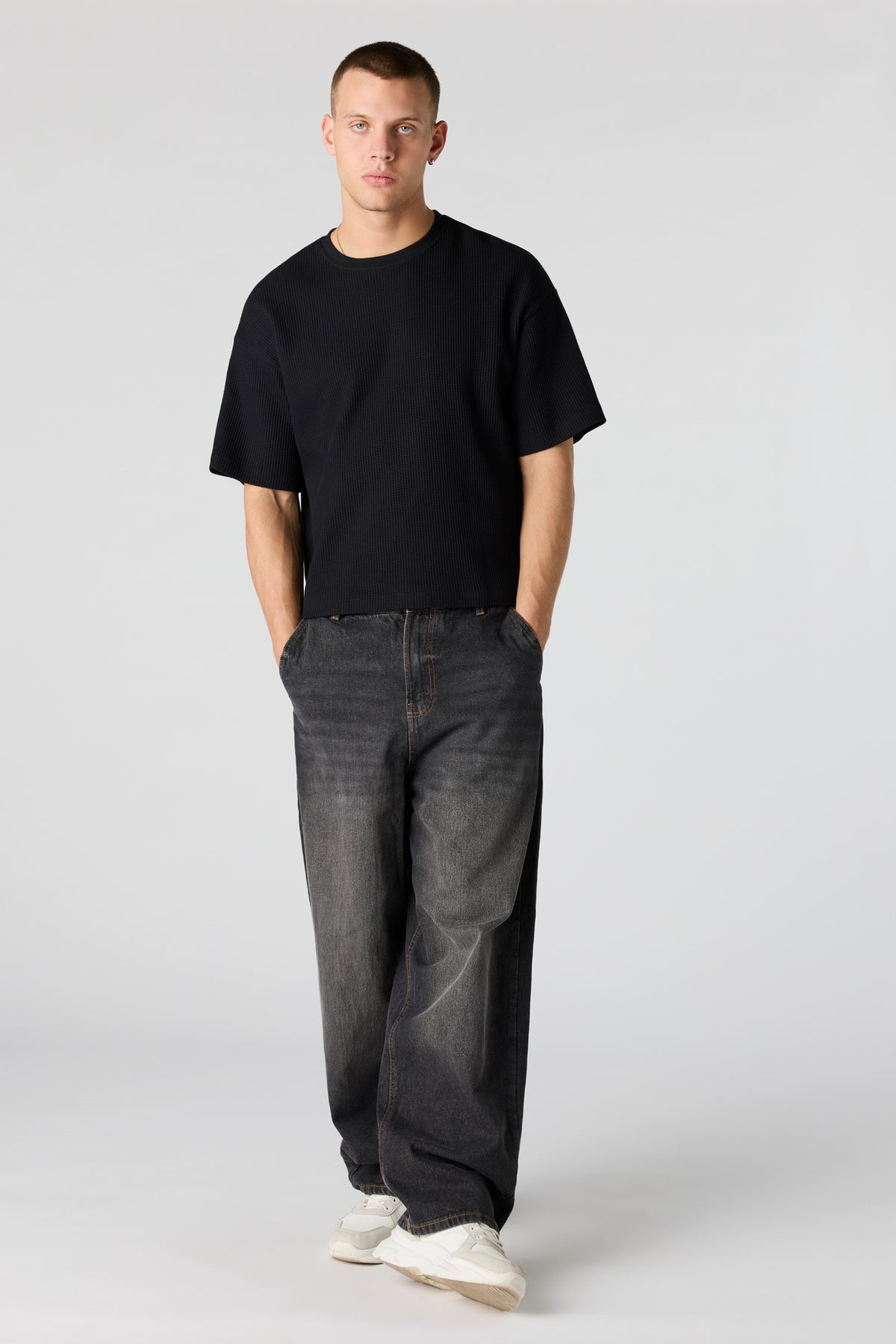 Alt View 6. Textured Boxy T-Shirt - Heather Grey