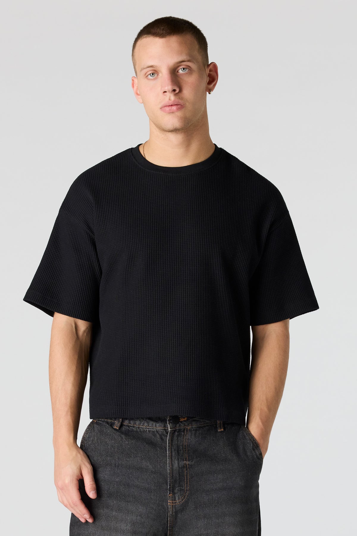 Alt View 4. Textured Boxy T-Shirt - Heather Grey