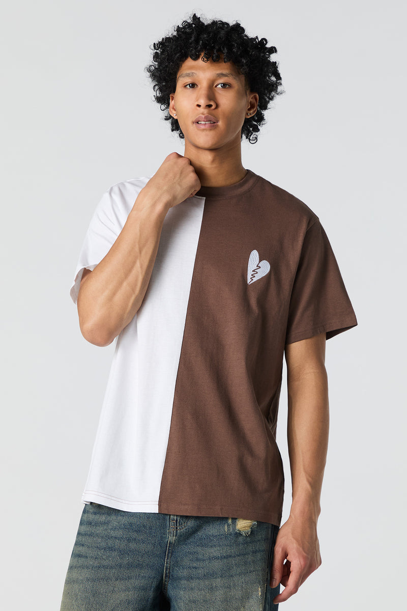 T-shirt deux tons à broderie