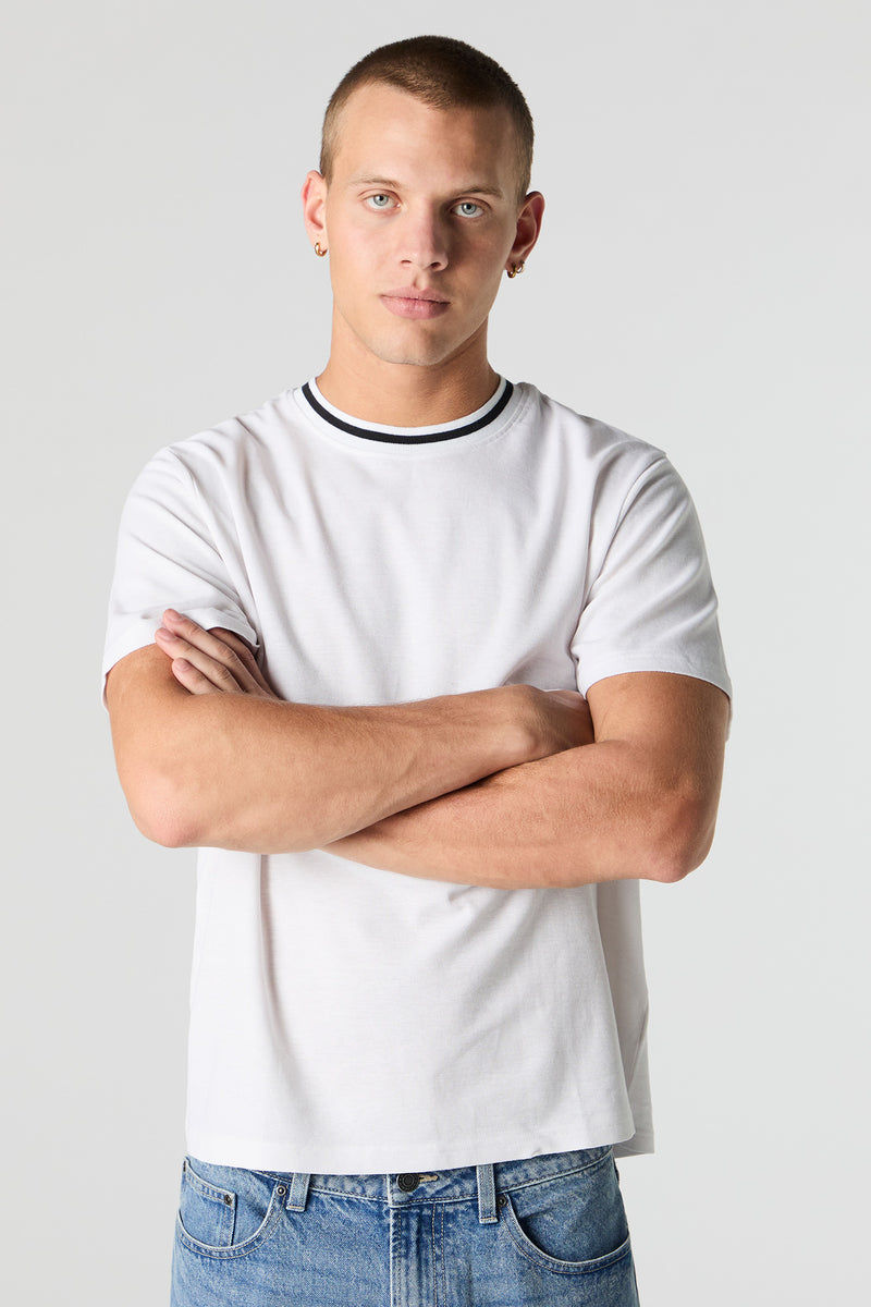 Textured Contrast Crewneck T-Shirt