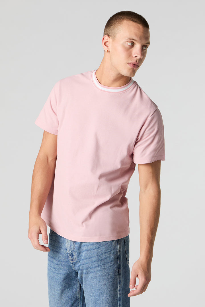 Textured Contrast Crewneck T-Shirt
