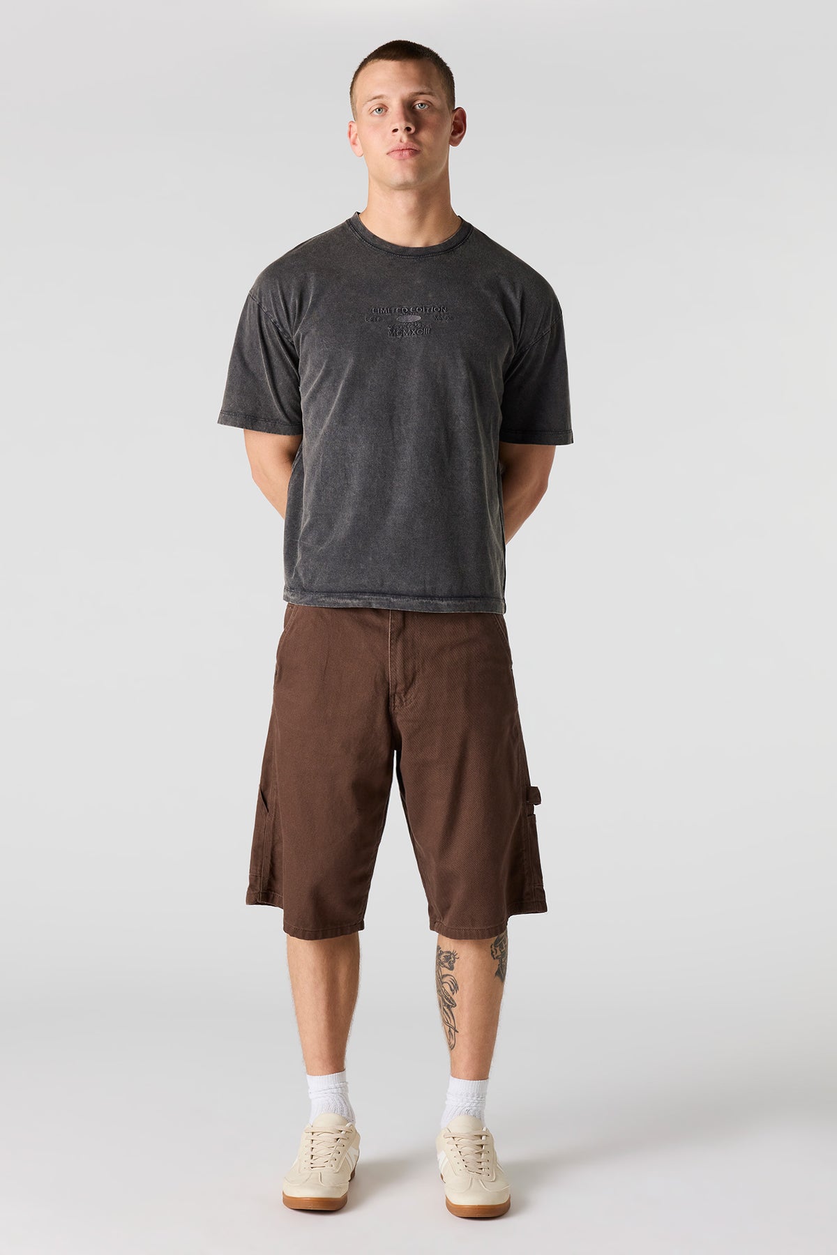 Alt View 3. Limited Edition Embroidered Washed T-Shirt - Dark Grey