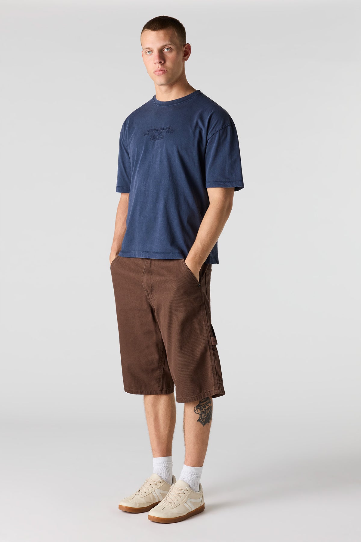 Alt View 3. Limited Edition Embroidered Washed T-Shirt - Navy