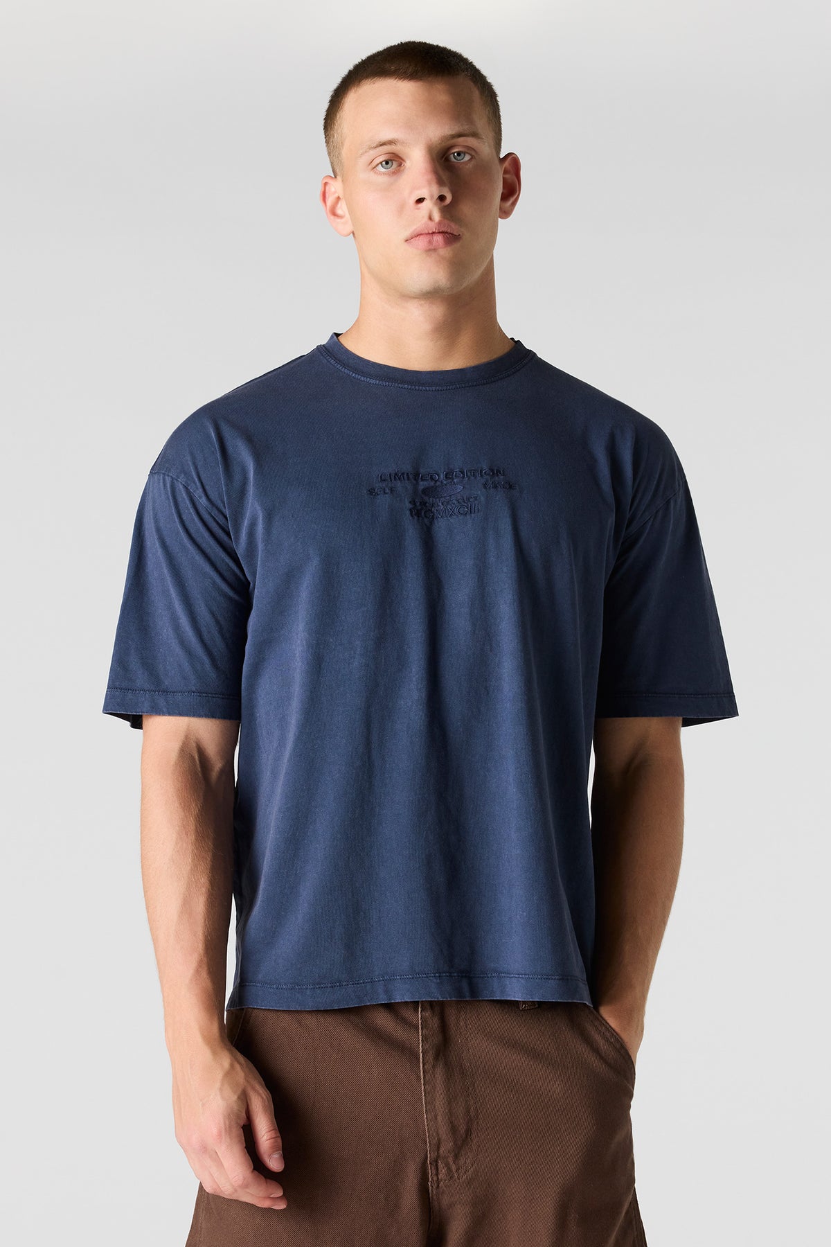 Limited Edition Embroidered Washed T-Shirt - Navy