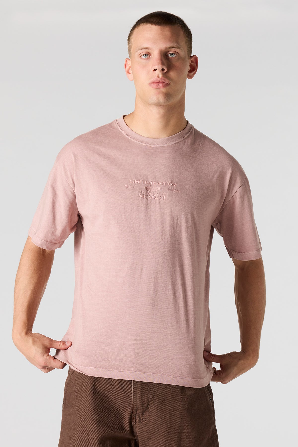 Limited Edition Embroidered Washed T-Shirt - Pink