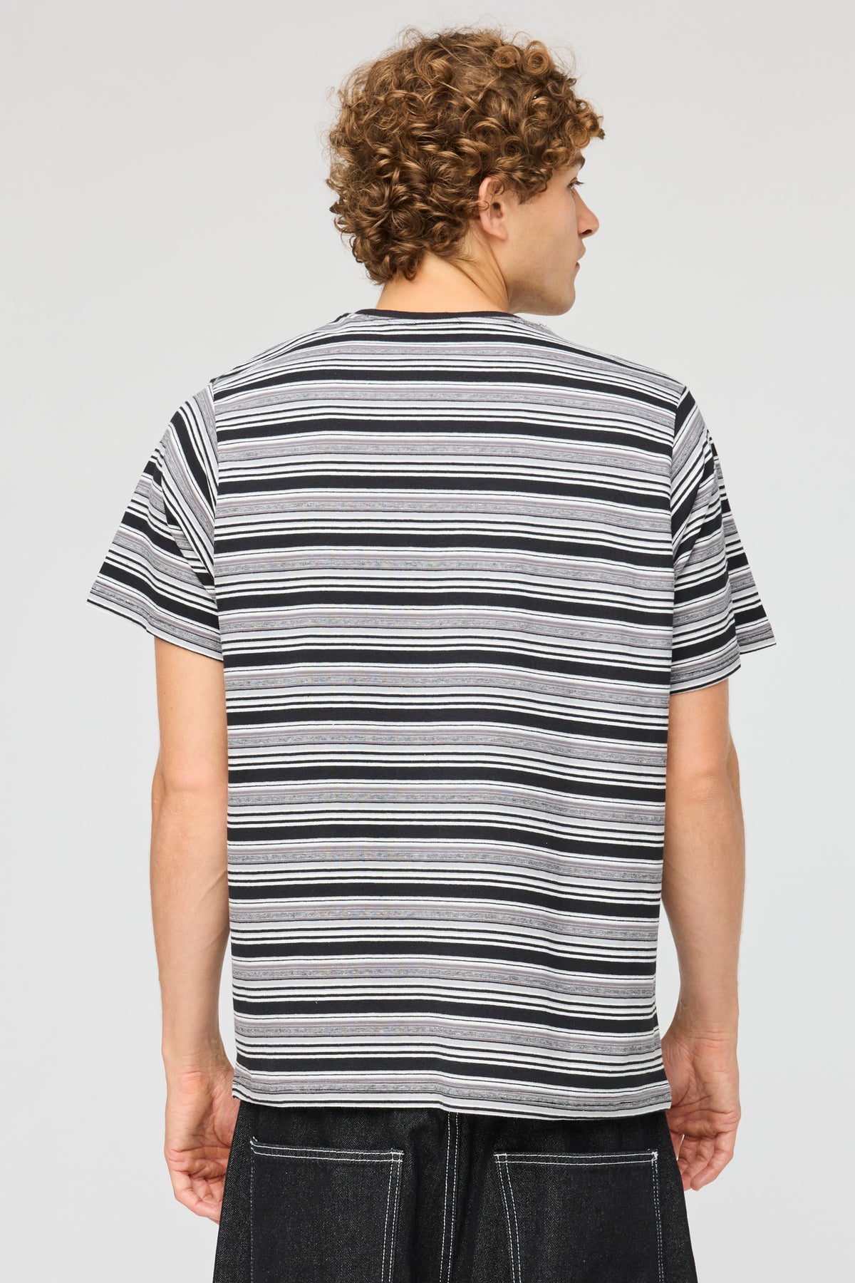 Alt View 2. Graphic Striped T-Shirt - Black