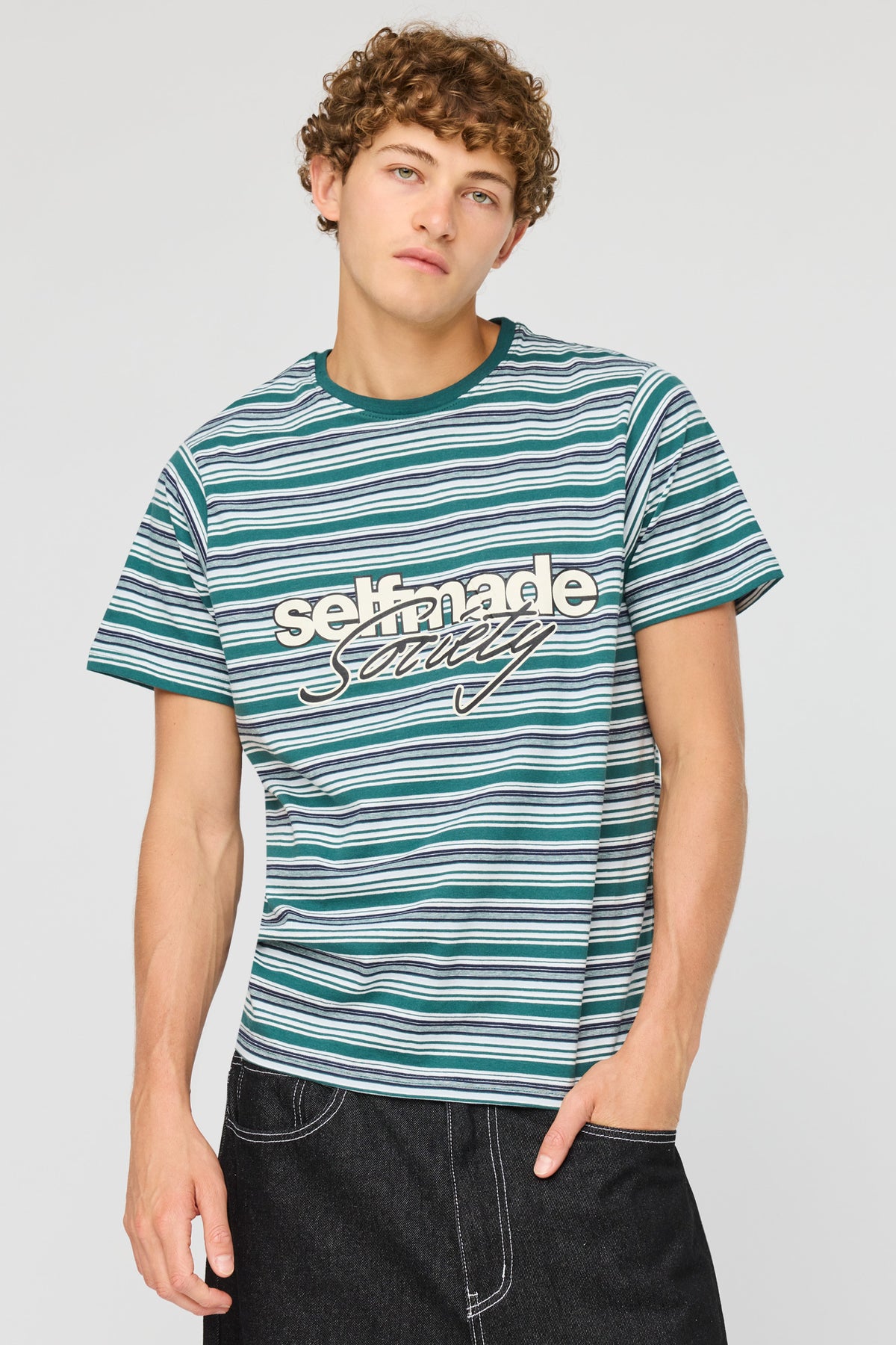 Graphic Striped T-Shirt - Green