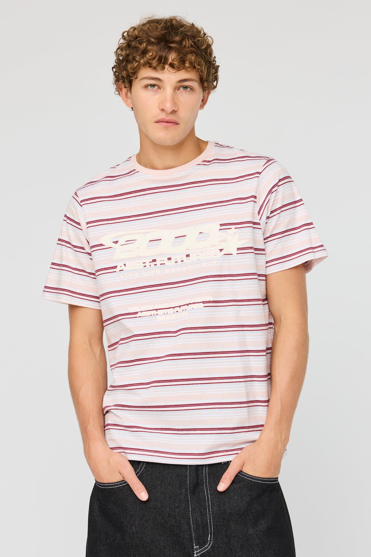 Graphic Striped T-Shirt - Burgundy