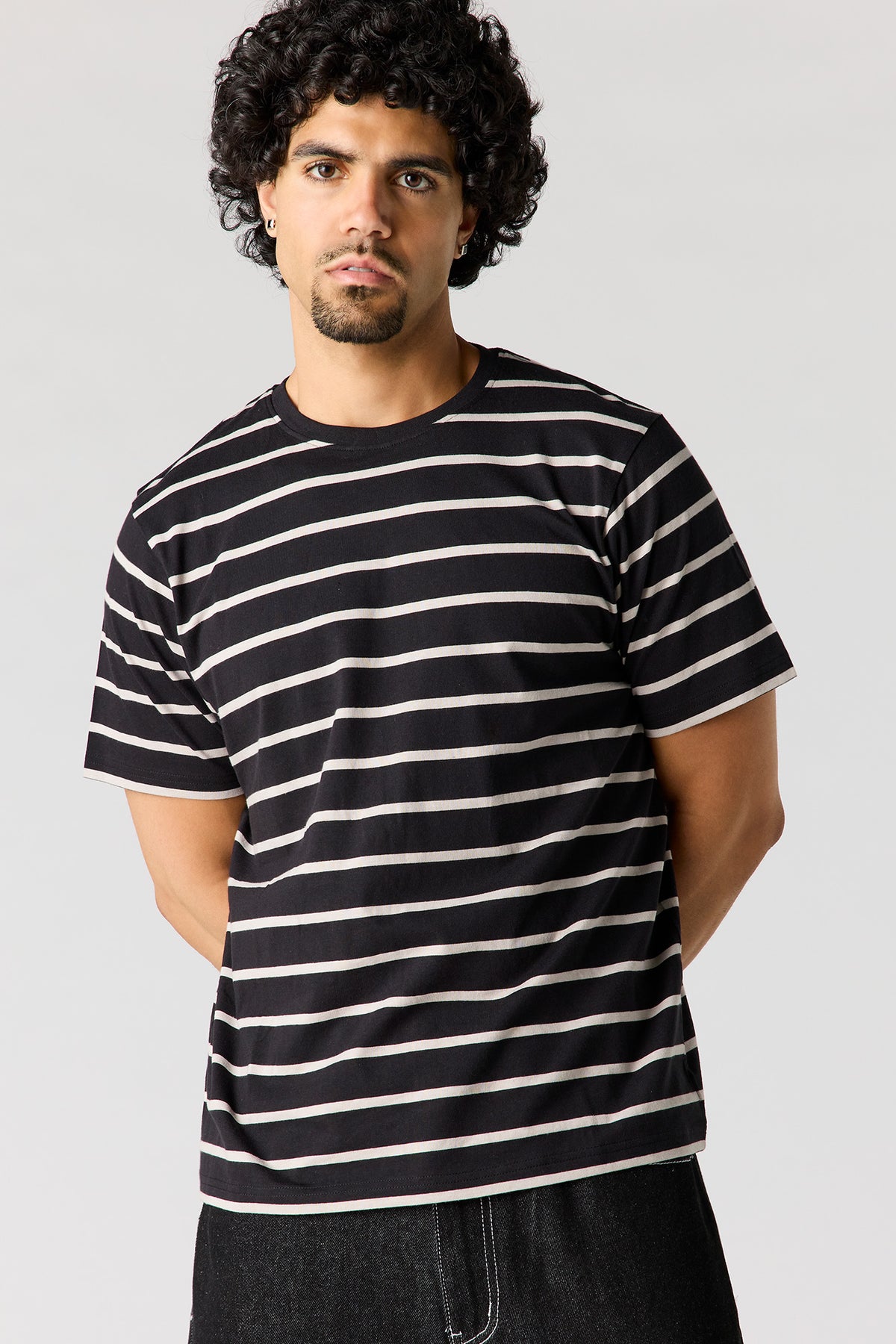 Striped Crewneck T-Shirt - Black
