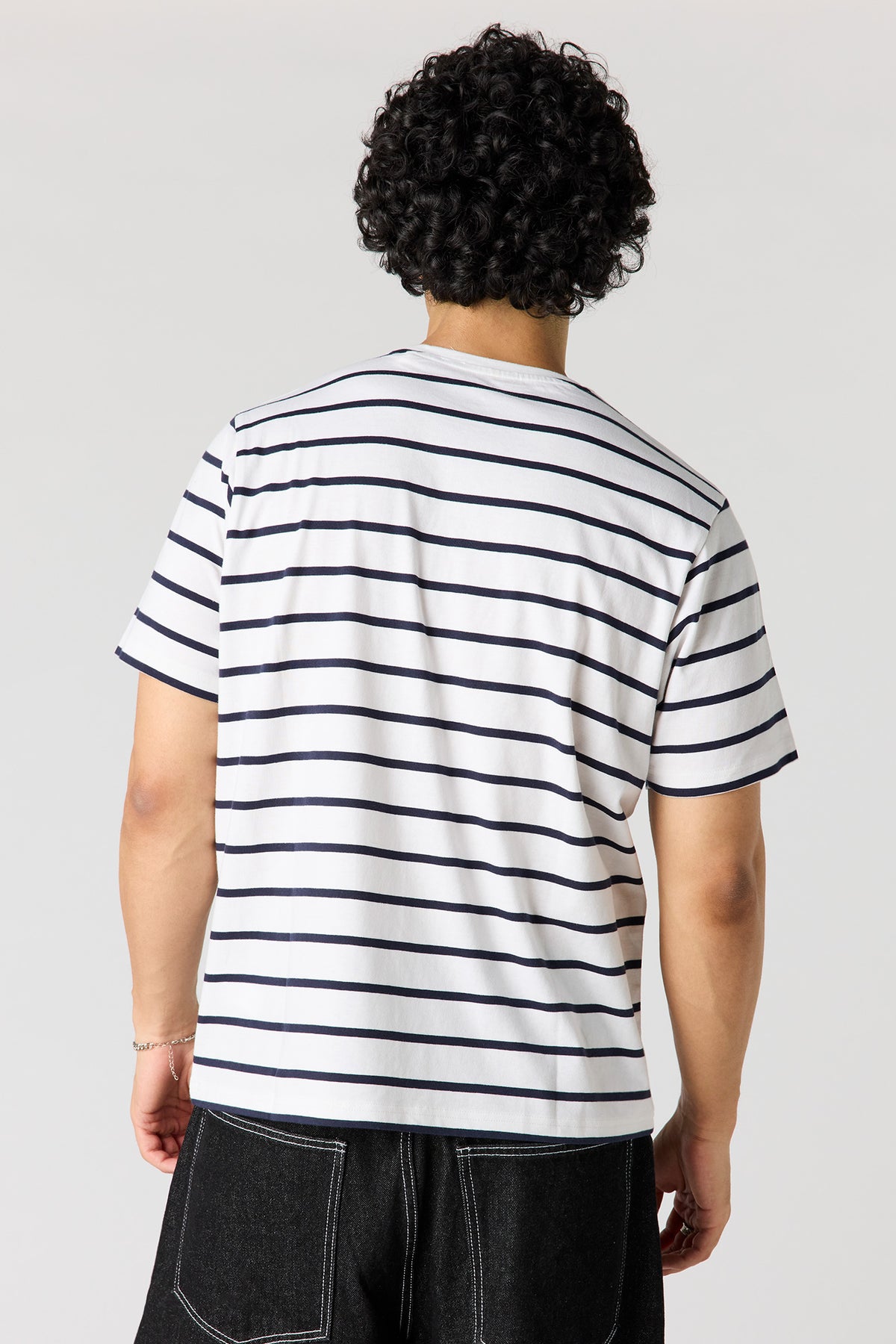 Alt View 2. Striped Crewneck T-Shirt - White