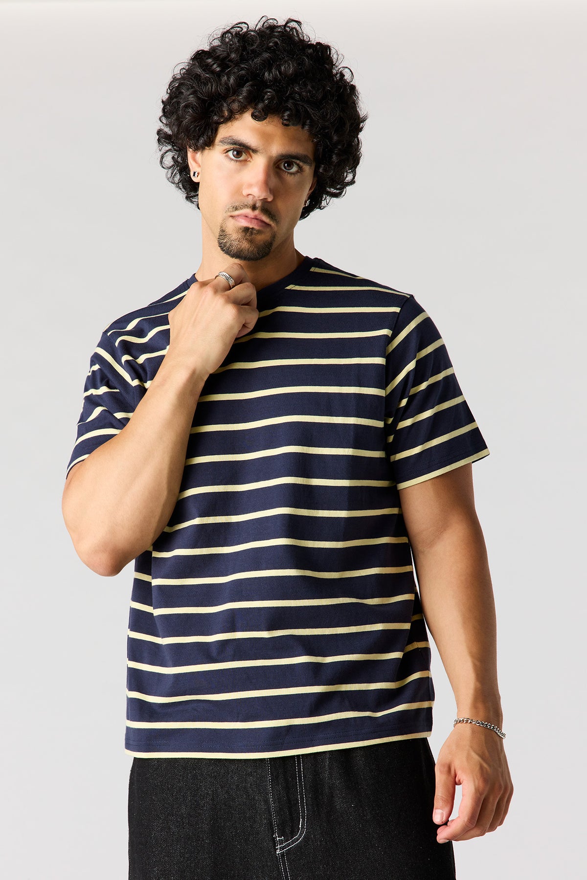 Striped Crewneck T-Shirt - Navy