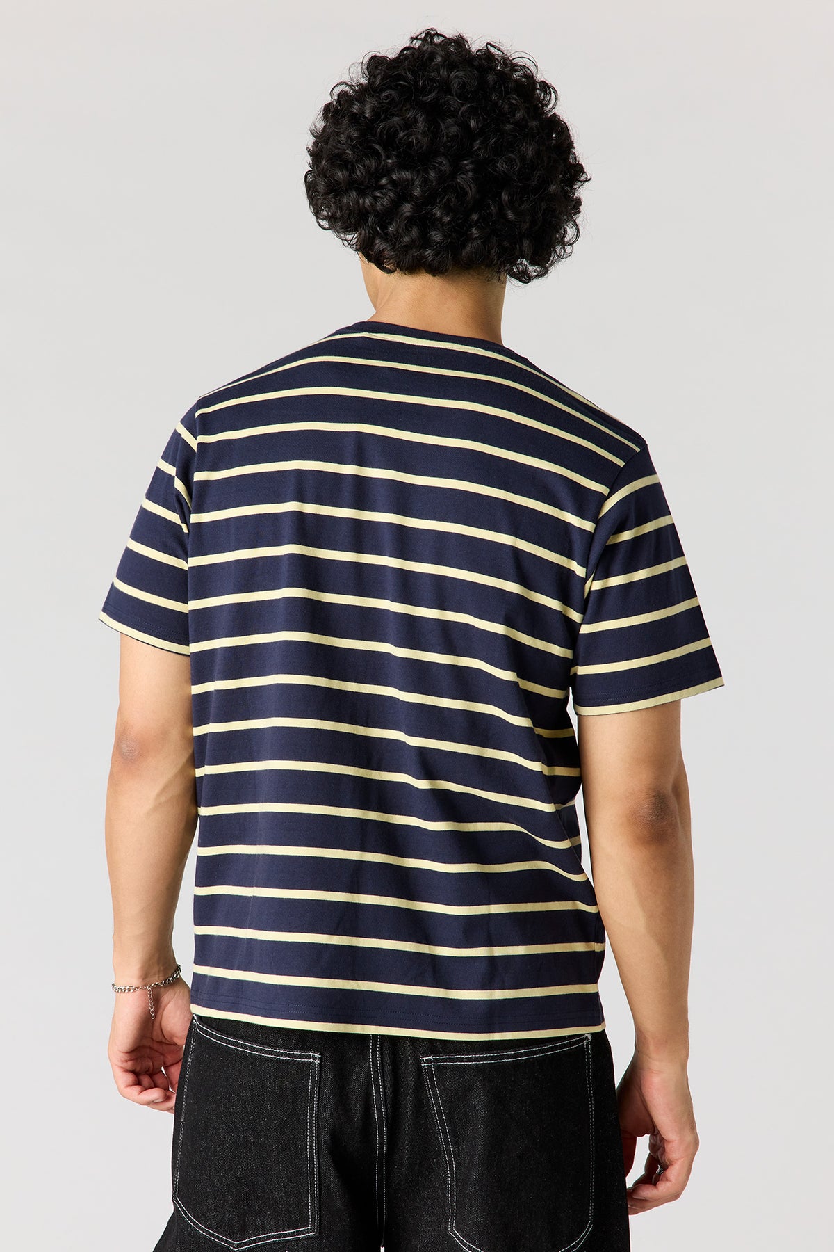 Alt View 2. Striped Crewneck T-Shirt - Navy