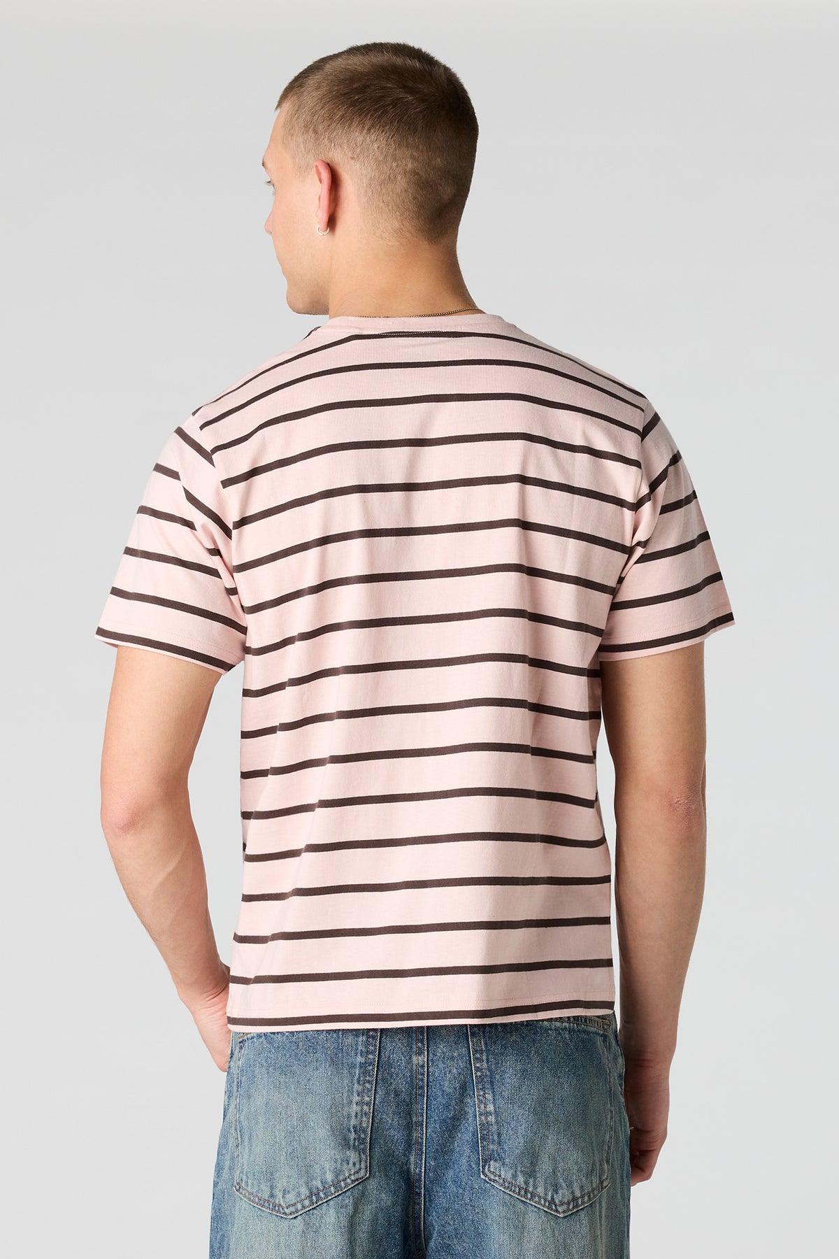 Alt View 2. Striped Crewneck T-Shirt - Pink