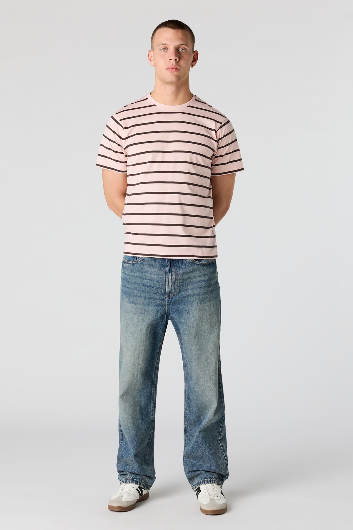 Alt View 3. Striped Crewneck T-Shirt - Pink