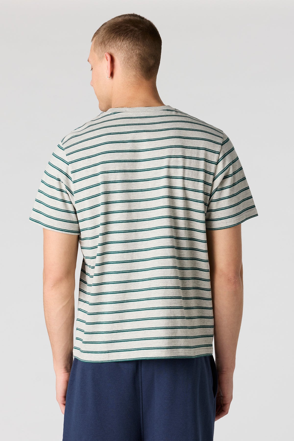 Alt View 2. Striped T-Shirt - Heather Grey